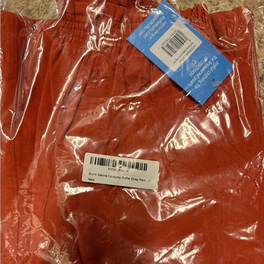 Burnt Sienna Corduroy Ruffle Strap Pants Ruffle Butts NWT size 8